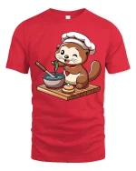 Funny Otter Chef T-Shirt Cute Cooking Animal Graphic Tee - red t-shirt on white background