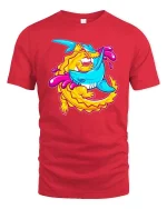Dragon Shark T-Shirt Epic Fantasy Creature Graphic Tee - red t-shirt on white background