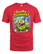 Goofy Goobers T-Shirt Funny Slime Cartoon Graphic Tee - red t-shirt on white background