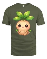 Cute Mandrake Plant T-Shirt Kawaii Nature Cartoon Tee - military green t-shirt on white background
