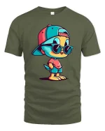 Cool Chick T-Shirt Hip Hop Cute Bird Graphic Streetwear - military green t-shirt on white background