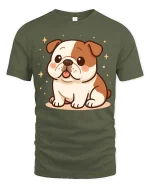 Cute Bulldog T-Shirt Adorable Puppy Graphic Dog Lover Tee - military green t-shirt on white background