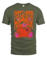 Creepy Teddy Bear T-Shirt Horror Cute Grunge Graphic Tee - military green t-shirt on white background
