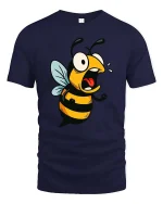 Funny Angry Bee T-Shirt Cartoon Insect Graphic Humor Tee - navy t-shirt on white background