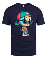 Cool Chick T-Shirt Hip Hop Cute Bird Graphic Streetwear - navy t-shirt on white background