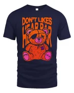 Creepy Teddy Bear T-Shirt Horror Cute Grunge Graphic Tee - navy t-shirt on white background
