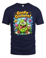 Goofy Goobers T-Shirt Funny Slime Cartoon Graphic Tee - navy t-shirt on white background