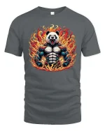 Muscle Panda Fire T-Shirt Fierce Animal Gym Graphic Tee - gray t-shirt on white background