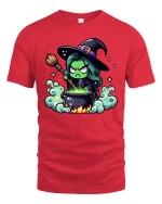 Funny Witch Potion T-Shirt Cute Halloween Cartoon Graphic Tee - red t-shirt on white background