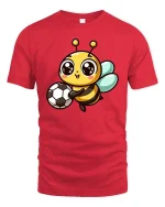 Cute Soccer Bee T-Shirt Kawaii Cartoon Sports Graphic Tee - red t-shirt on white background