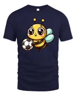 Cute Soccer Bee T-Shirt Kawaii Cartoon Sports Graphic Tee - navy t-shirt on white background