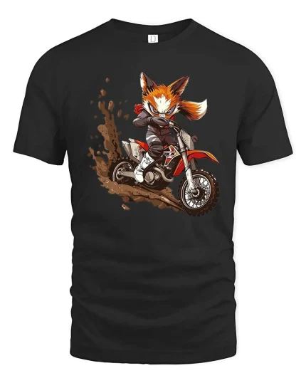 Fox Dirt Bike Graphic T-Shirt Off Road Motocross Tee - black t-shirt on white background