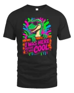 Cool Dinosaur Graphic T-Shirt Retro Funny Streetwear Tee - black t-shirt on white background