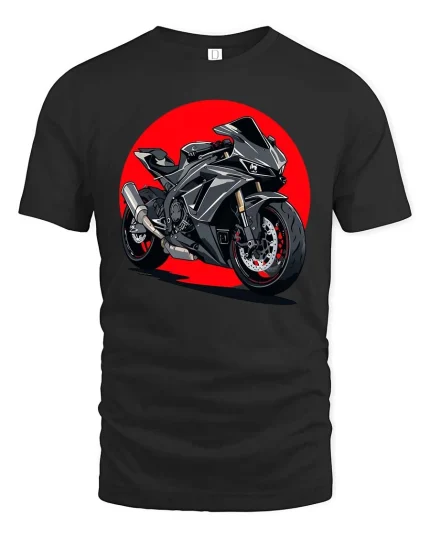 Sport Bike Graphic T-Shirt Racing Motorcycle Streetwear - black t-shirt on white background