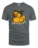 Cool Rubber Duck Graphic T-Shirt Funny Bath Cartoon Tee - gray t-shirt on white background