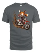 Fox Dirt Bike Graphic T-Shirt Off Road Motocross Tee - gray t-shirt on white background