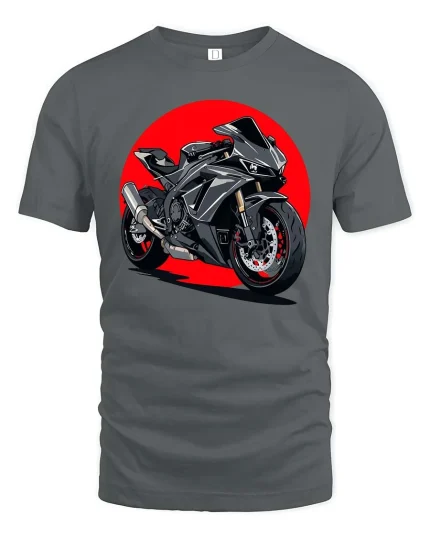 Sport Bike Graphic T-Shirt Racing Motorcycle Streetwear - gray t-shirt on white background