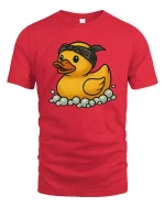 Cool Rubber Duck Graphic T-Shirt Funny Bath Cartoon Tee - red t-shirt on white background
