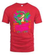 Cool Dinosaur Graphic T-Shirt Retro Funny Streetwear Tee - red t-shirt on white background