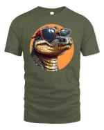 Cool Alligator Sunglasses T-Shirt Funny Reptile Graphic - military green t-shirt on white background