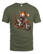 Fox Dirt Bike Graphic T-Shirt Off Road Motocross Tee - military green t-shirt on white background