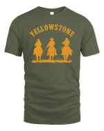 Western Cowboy Ranch Silhouette T-Shirt Vintage Rodeo Tee - military green t-shirt on white background