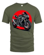 Sport Bike Graphic T-Shirt Racing Motorcycle Streetwear - military green t-shirt on white background