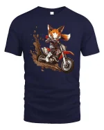 Fox Dirt Bike Graphic T-Shirt Off Road Motocross Tee - navy t-shirt on white background