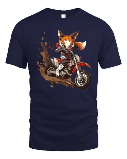 Fox Dirt Bike Graphic T-Shirt Off Road Motocross Tee - navy t-shirt on white background