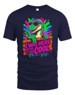 Cool Dinosaur Graphic T-Shirt Retro Funny Streetwear Tee - navy t-shirt on white background