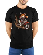 Fox Dirt Bike Graphic T-Shirt Off Road Motocross Tee - model wearing black tee with hands behind back