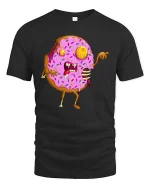 Zombie Donut Graphic T-Shirt Funny Horror Food Creepy Art - black t-shirt on white background