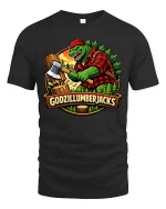 Godzillumberjack Graphic T-Shirt Funny Lumberjack Monster - black t-shirt on white background