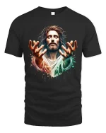 Jesus Faith Graphic T-Shirt Spiritual Christian Art Worship - black t-shirt on white background