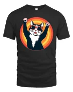 Cool Cat Sunglasses Graphic T-Shirt Retro Funny Pet Tee - black t-shirt on white background