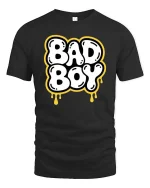 Bad Boy Graphic T-Shirt Bold Streetwear Drip Style Tee - black t-shirt on white background