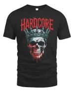 Hardcore Skull Crown Graphic T-Shirt Dark Gothic Style Tee - black t-shirt on white background