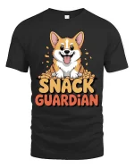 Snack Guardian Corgi Graphic T-Shirt Funny Dog Lover Tee - black t-shirt on white background