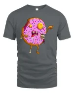 Zombie Donut Graphic T-Shirt Funny Horror Food Creepy Art - gray t-shirt on white background