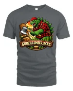 Godzillumberjack Graphic T-Shirt Funny Lumberjack Monster - gray t-shirt on white background