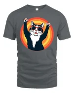 Cool Cat Sunglasses Graphic T-Shirt Retro Funny Pet Tee - gray t-shirt on white background