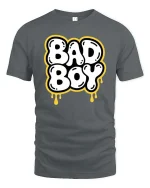 Bad Boy Graphic T-Shirt Bold Streetwear Drip Style Tee - gray t-shirt on white background