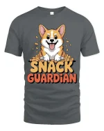 Snack Guardian Corgi Graphic T-Shirt Funny Dog Lover Tee - gray t-shirt on white background