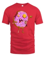 Zombie Donut Graphic T-Shirt Funny Horror Food Creepy Art - red t-shirt on white background