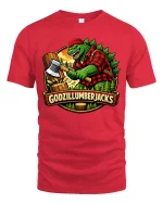 Godzillumberjack Graphic T-Shirt Funny Lumberjack Monster - red t-shirt on white background