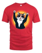 Cool Cat Sunglasses Graphic T-Shirt Retro Funny Pet Tee - red t-shirt on white background