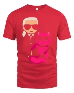Cool Cat Sunglasses Graphic T-Shirt Funny Fashion Pet Tee - red t-shirt on white background