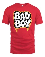 Bad Boy Graphic T-Shirt Bold Streetwear Drip Style Tee - red t-shirt on white background