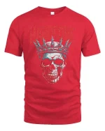 Hardcore Skull Crown Graphic T-Shirt Dark Gothic Style Tee - red t-shirt on white background