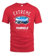 Extreme Adventure Graphic T-Shirt Challenge Yourself Tee - red t-shirt on white background